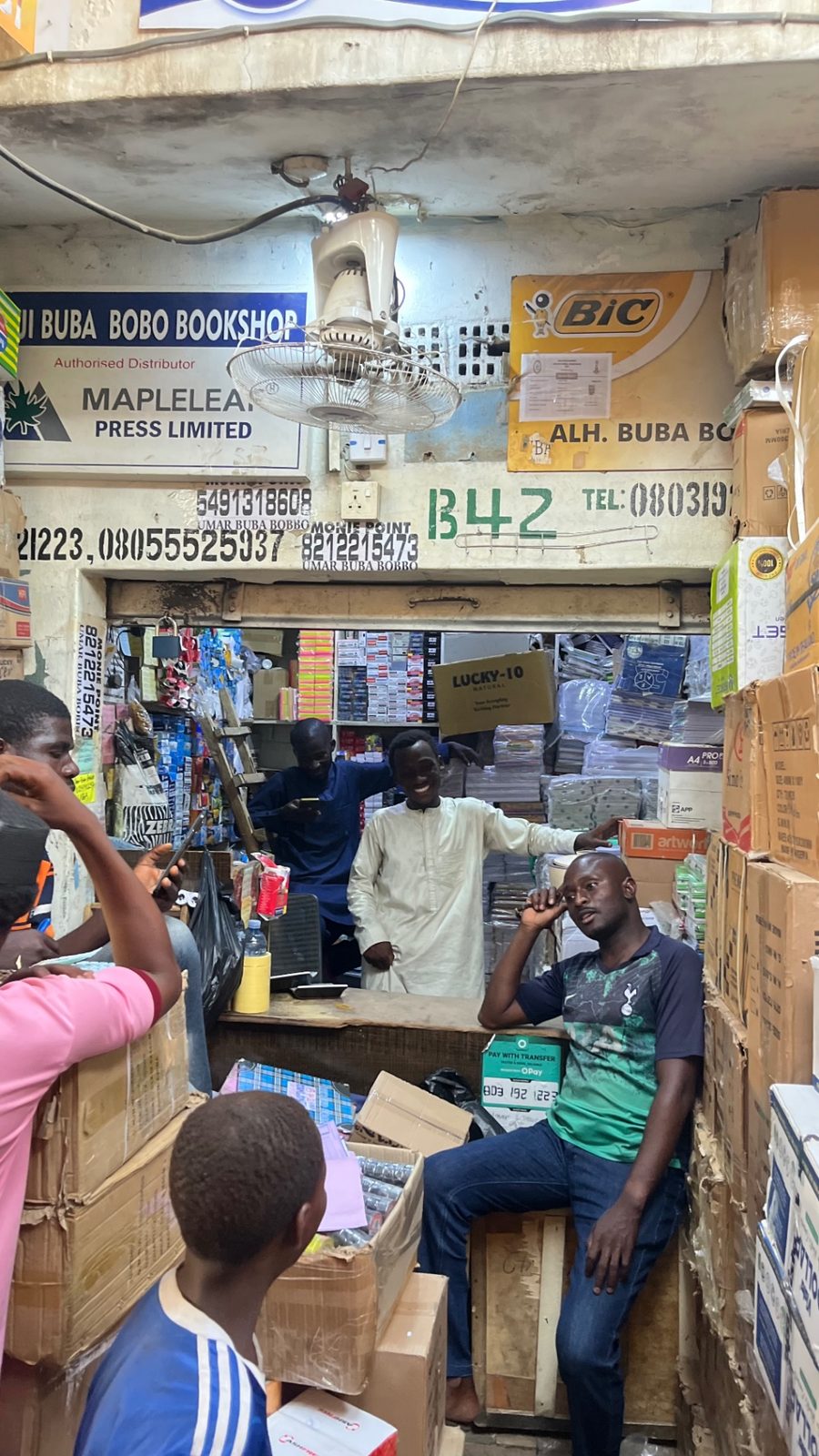 Inside Umar Buba Bobbo Bookshop & Stationery in Kano
